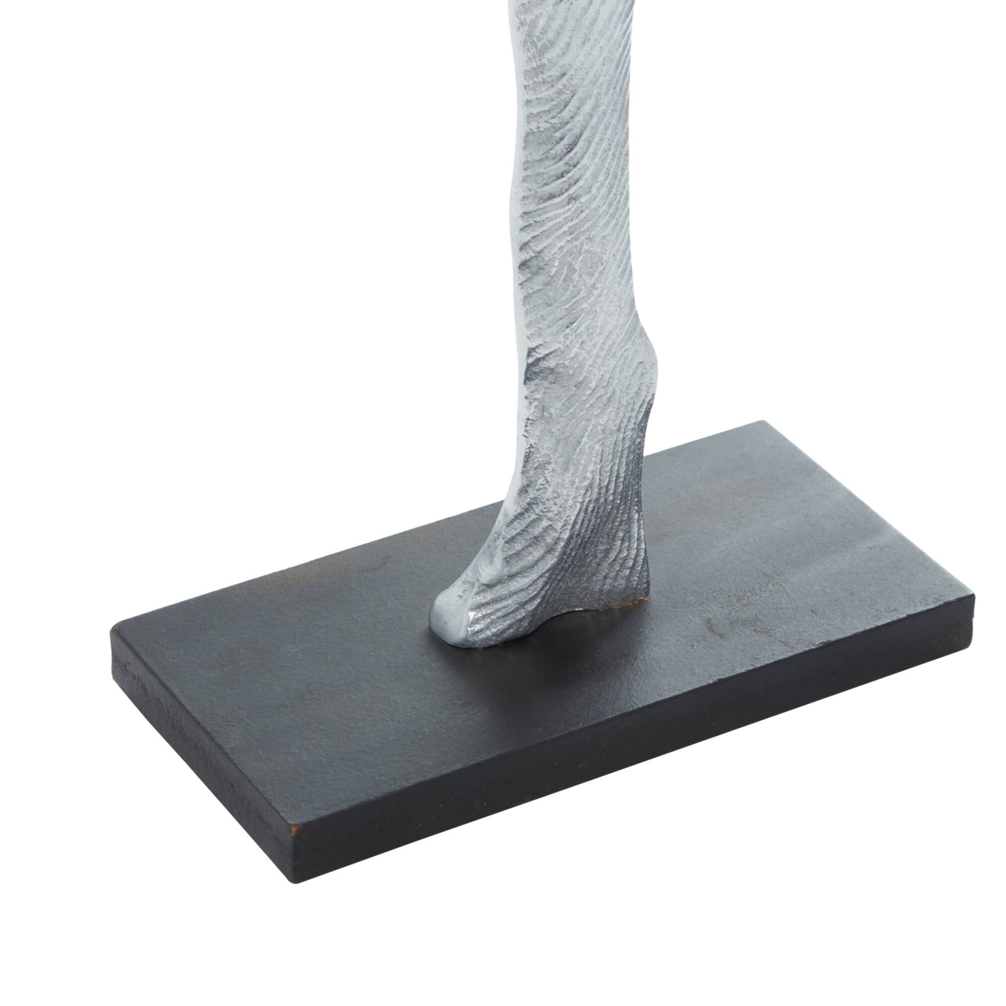 19" Silver Aluminum & Wood Tree-Inspired Contemporary Sculpture